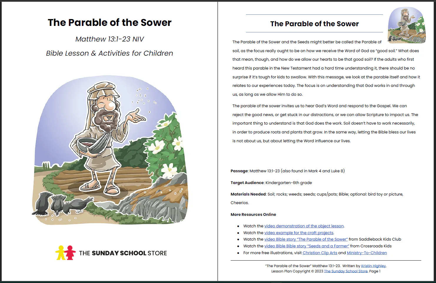 The Parable of the Sower (Matthew 13:1-13) Printable Bible Lesson & Sunday School Activities - Image 2