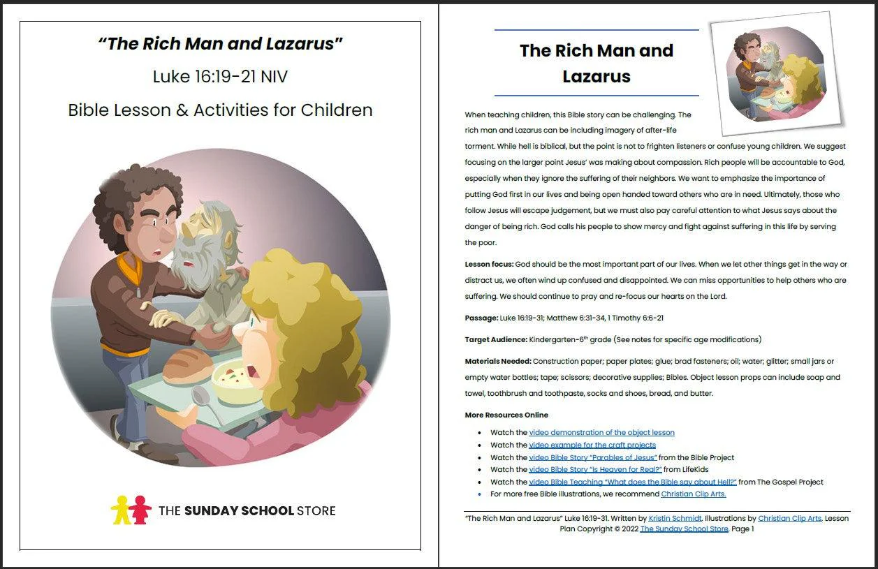 The Rich Man and Lazarus (Luke 16:19-31) Printable Bible Lesson & Sunday School Activities - Image 2