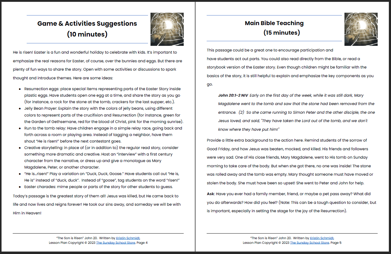 The Son Has Risen (John 20:1-18) Easter Sunday School Lesson & Activities for Kids - Image 4