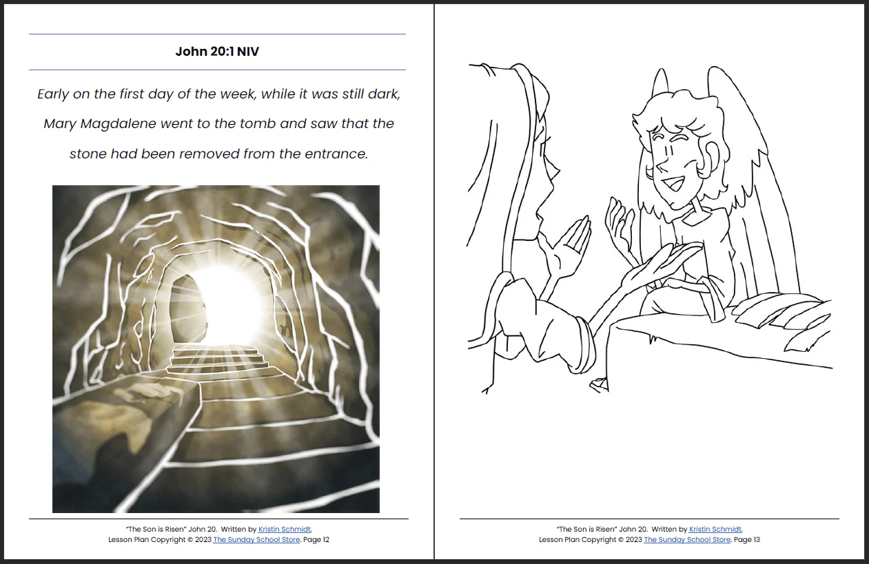 The Son Has Risen (John 20:1-18) Easter Sunday School Lesson & Activities for Kids - Image 8
