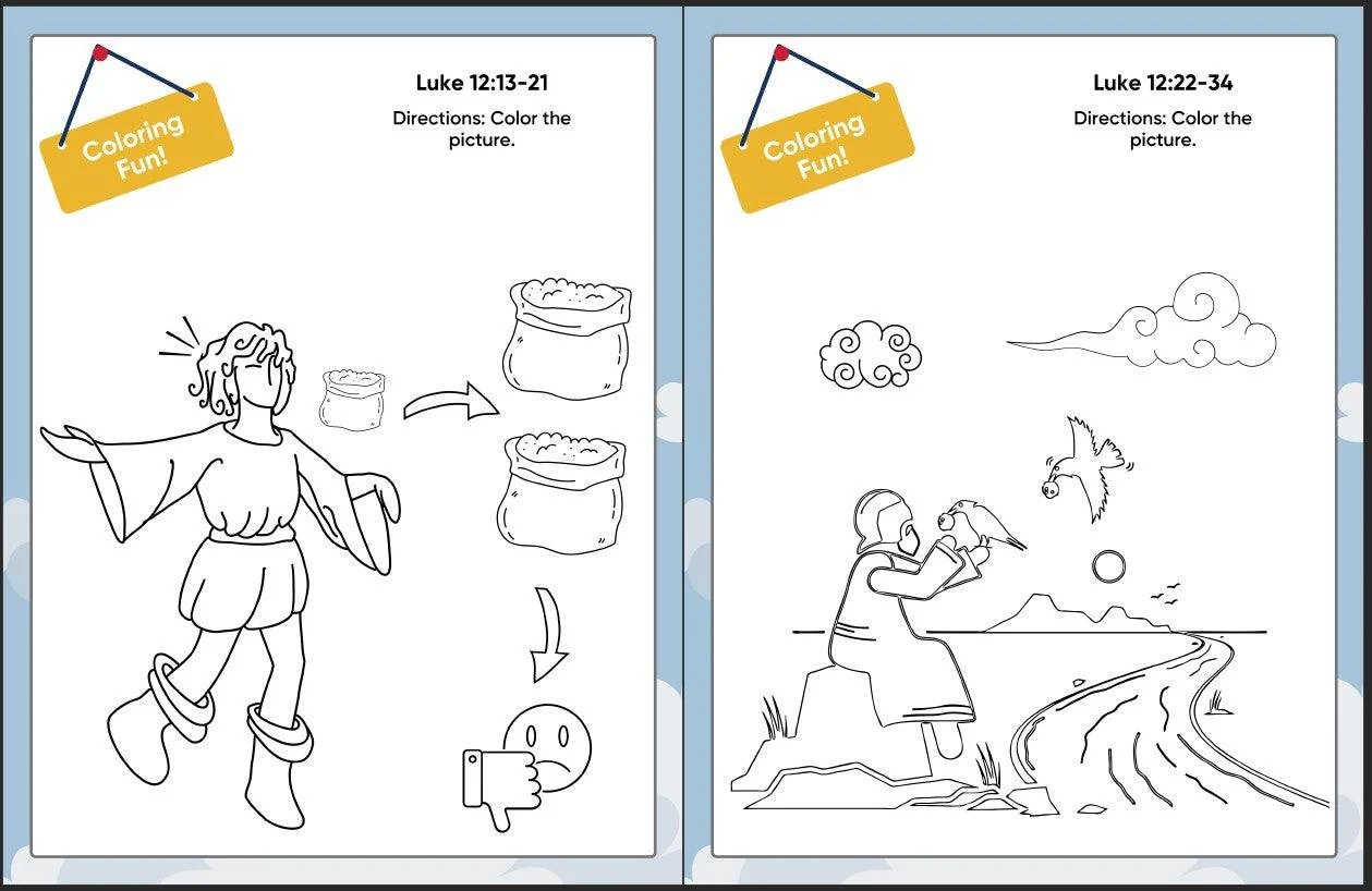 Treasure in Heaven (Luke 12:13-34) Printable Bible Lesson & Sunday School Activities - Image 10